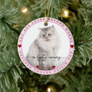 Charm Cute In Loving Memory Cat Photo Monogram Ceramic Ornament