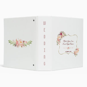 Charm Gold Blush Pink Floral Wedding Photo Album Binder