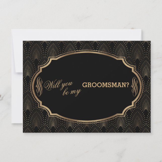 Charm Great Gatsby Art Deco Wedding GROOMSMAN Invitation (Front)
