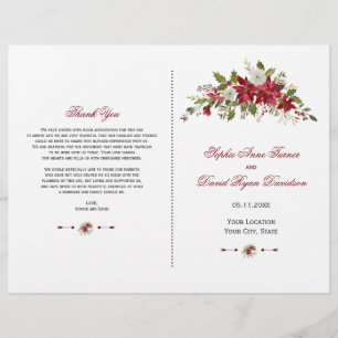 Charm Holiday Red Poinsettia Programme de mariage