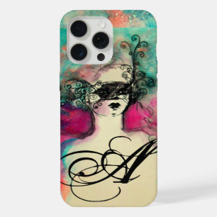 CHARM /Lady With Mask Monogram Pink Teal Green iPhone 15 Pro Max Case