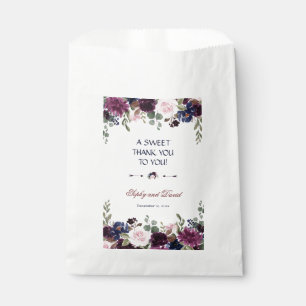Charm Lavender Navy Blue Floral Bloom THANK YOU Favour Bag