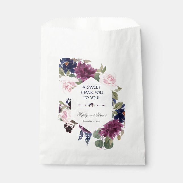 Charm Lavender Purple Floral Bloom THANK YOU Favour Bag (Front)