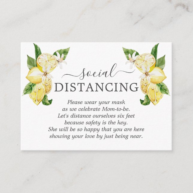 Charm Lemon Fruits Flowers Baby Shower Details Enclosure Card (Front)