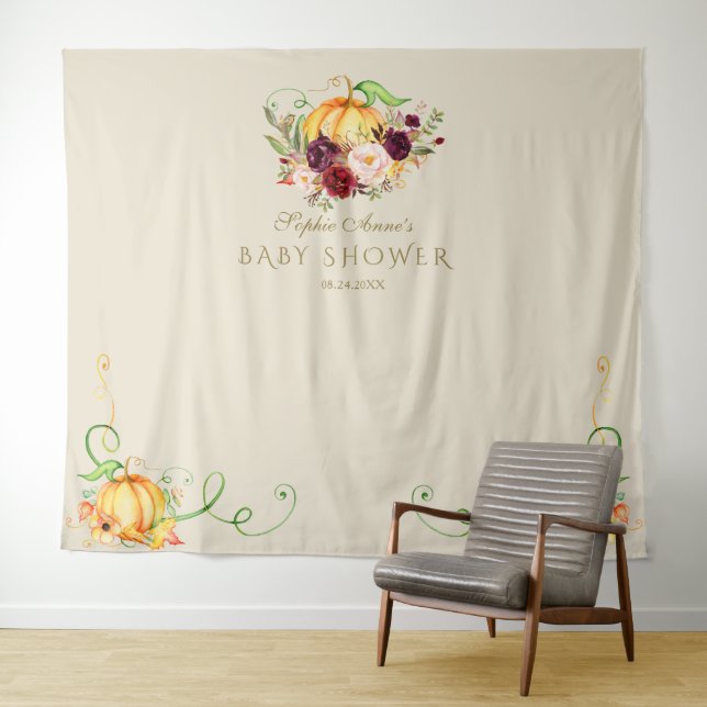 Charm Little Pumpkin Thanksgiving Baby Shower Tapestry (In Situ (Horizontal))