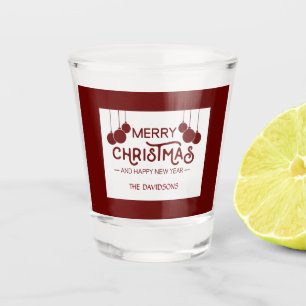 Charm Merry Christmas and Happy New Year Monogram Shot Glass