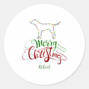 Charm Merry Christmas Light Bulbs Dog Monogram Tod Classic Round Sticker
