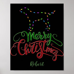 Charm Merry Christmas Light Bulbs Dog Monogram Tod Poster