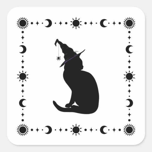 Charm n' Witch Cat Halloween Sticker (Front)