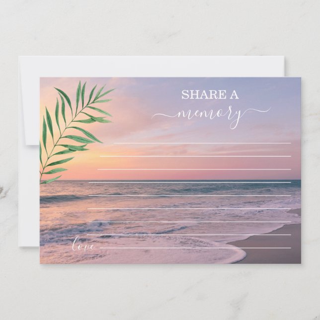 Charm Ocean Beach View Share a Memory Attendance  Announcement (Front)