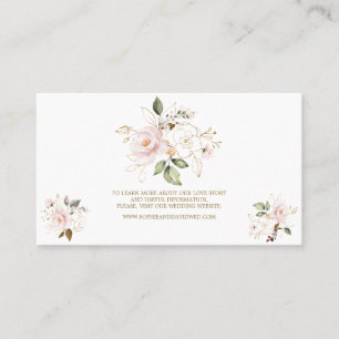 Charm Pink Blush Gold Floral Wedding Website Business Card