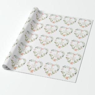 Charm Pink Blush Heart Floral He Is Risen Easter Wrapping Paper