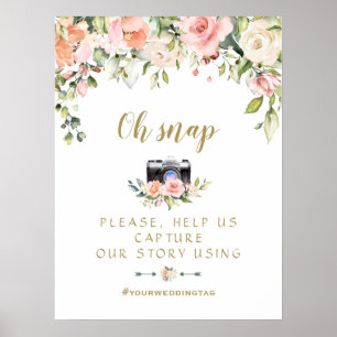 Charm Pink Blush Wedding Oh Snap Instagram Sign