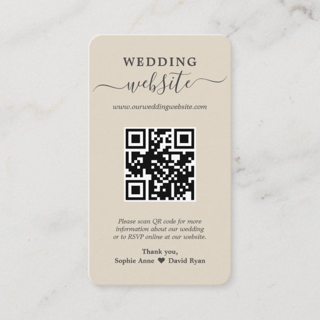 Charm QR Code Photo Mariage Site Internet Carte de (Devant)