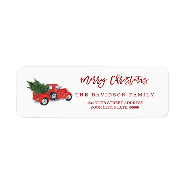 Charm Red Christmas Truck Brushed Script (Front)