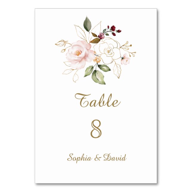 Charm Rose Blush Or Floral Numéro de table (Par défaut)