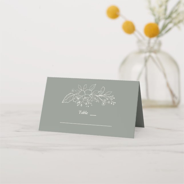 Charm Sage Green Minimalist Wedding Table Number   Place Card (Front)