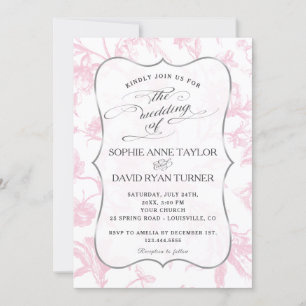 Charm Vintage French Pink Toile Floral Wedding Invitation