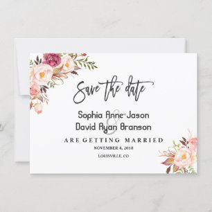 Charm Watercolor Blush Pink Floral Save The Date