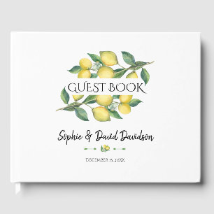 Charm Watercolor Lemon Tropical Wedding Planner Guest Book