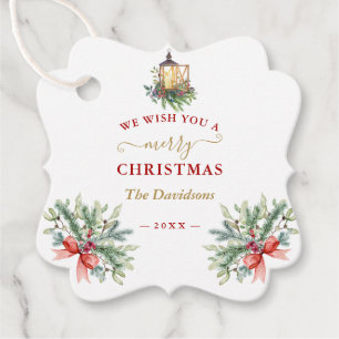 Charm We Wish You A Merry Christmas Wreath Favour Tags