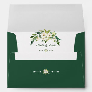 Charm White Blooming Floral Handwriting Wedding Envelope
