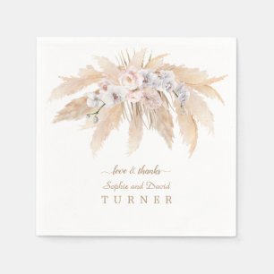 Charm White Orchid Blush Rose Pampas Grass Wedding Napkin