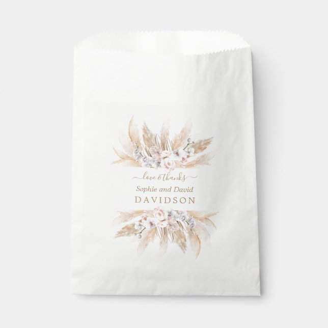 Charm White Orchid Pampas Grass Wedding  Favour Bag (Front)