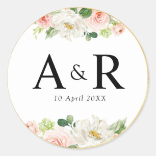 charmant autocollant à mariage rose pâle