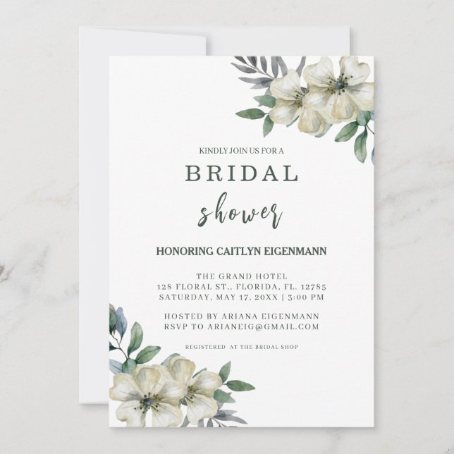 Charmant Botanique Douche Nuptiale Invitation (Devant)