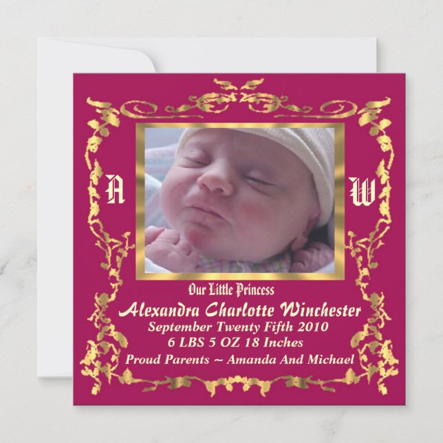 Charmant et unique Faire-part de naissance bébé (Devant)