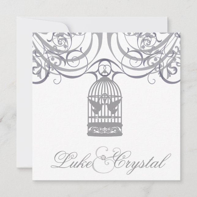 Charmant Faire-part de mariage de cage à oiseaux g (Devant)