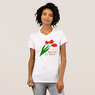 Charmant haut court blanc à motif de tulipe en fle