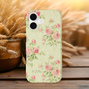 Charmant monogramme de rose florale rose vintage