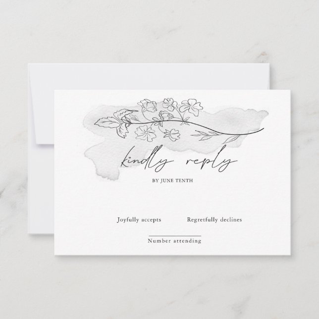 Charmant script botanique élégant carte RSVP (Devant)