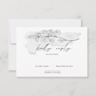 Charmant script botanique élégant carte RSVP