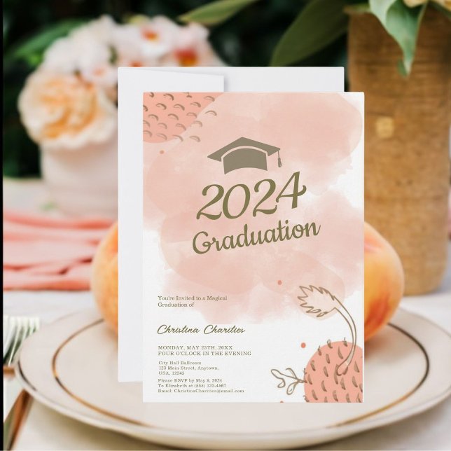 Charmant Unique Fuzz Peach Invitation de graduatio (Celebrate in Style! Charming Grad Invitations Await!)