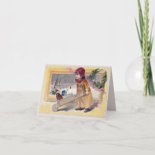 Charmante fille victorienne avec une carte de joue