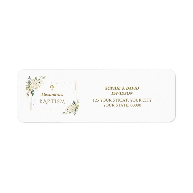 Charme Blanc Floral Monogramme Adresse de retour L (Devant)