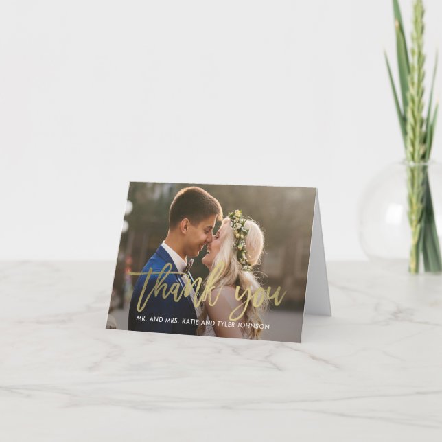 Charme brossé Mariage Carte de remerciements Faux  (Devant)