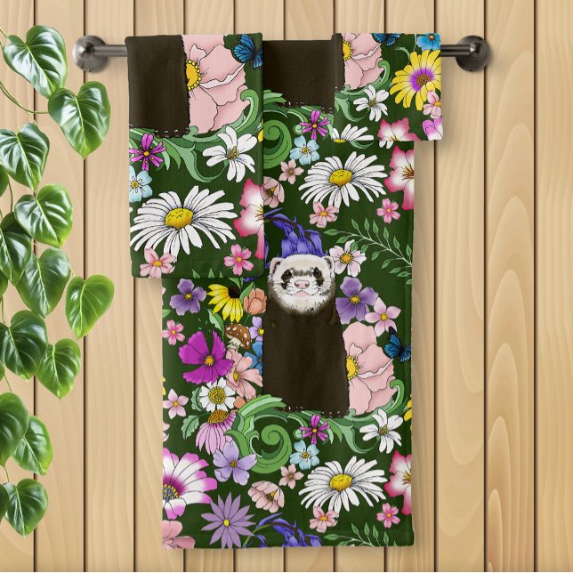 Charme Chocolat Sable Ferret Floral Vert (Créateur téléchargé)