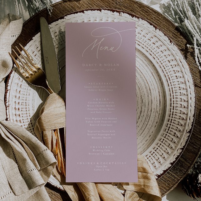 Charme élégant Lilac Mariage rose Cartes de menu (Créateur téléchargé)