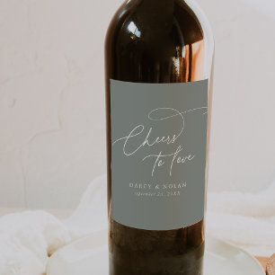 Charme élégant Mariage Sage foncé Étiquettes de vi