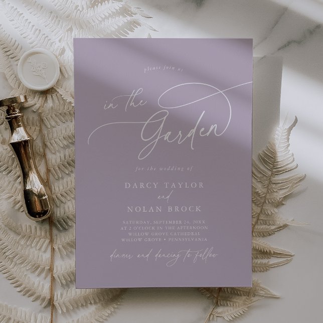 Charme élégant Purple Garden Invitations de mariag (Elegant Charm Purple Garden Wedding Invitations)