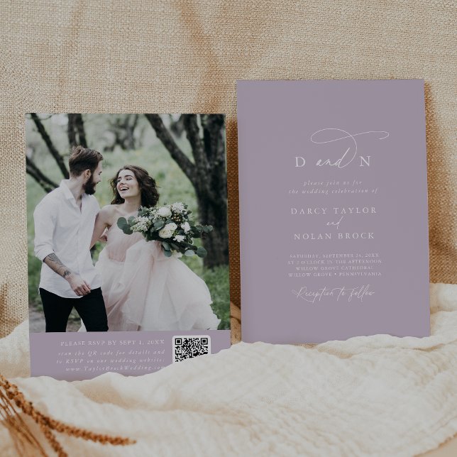 Charme élégant violet photo Faire-part de mariage  (Créateur téléchargé)