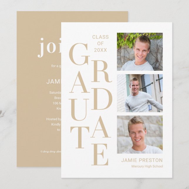 Charme empilé Editable Color Graduation Invitation (Devant / Derrière)