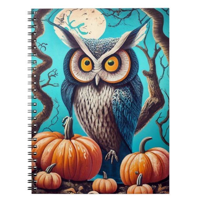 Charme mystique Chouette Carnet d'Halloween avec C (Devant)