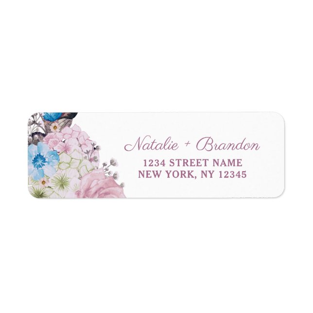 Charme parisien Mariage bleu et rose Adresse de re (Devant)