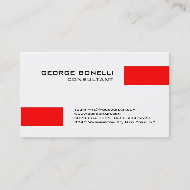 Charme Red Stripes White Consultant Carte de visit (Devant)