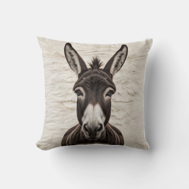 Charme rustique : âne Noir et blanc Kilim Coussins (Recto)